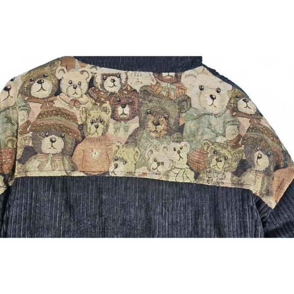 Stiwaup Women's Cozy Plush Bear-Themed Corduroy Jacket - Picture 4 of 8